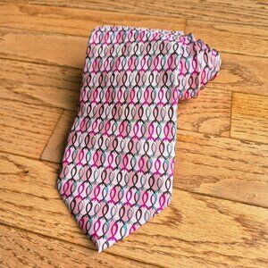 Emilio Pucci Firenze Silk Tie Pink Iconic Print Designer Luxury Italy